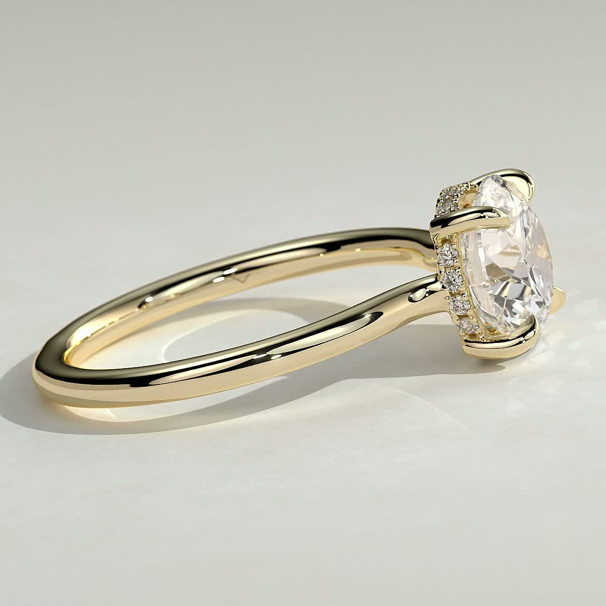Round Hidden Halo Lab Grown Diamond Engagement Ring