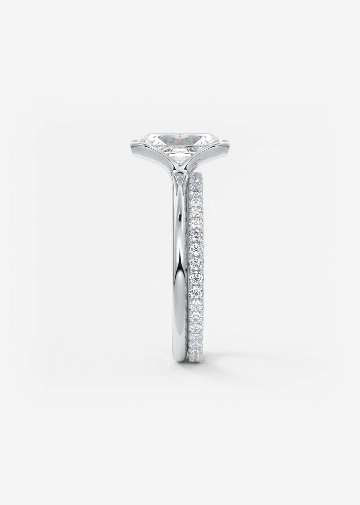 Radiant Half Bezel Lab Grown Diamond Engagement Ring