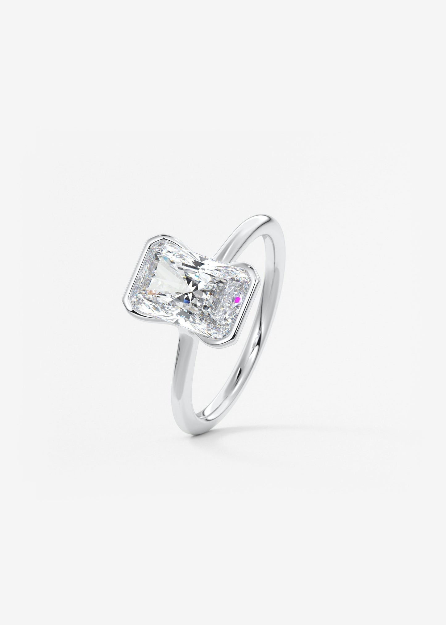 Radiant Half Bezel Lab Grown Diamond Engagement Ring