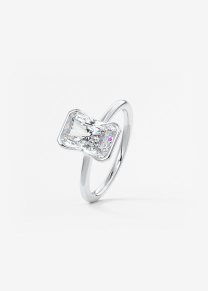 Radiant Half Bezel Lab Grown Diamond Engagement Ring