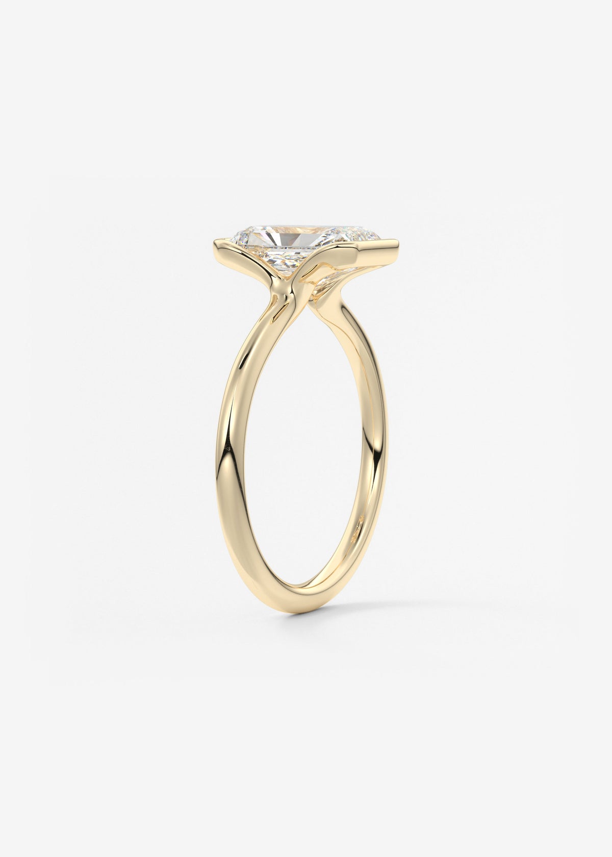 Radiant Half Bezel Lab Grown Diamond Engagement Ring