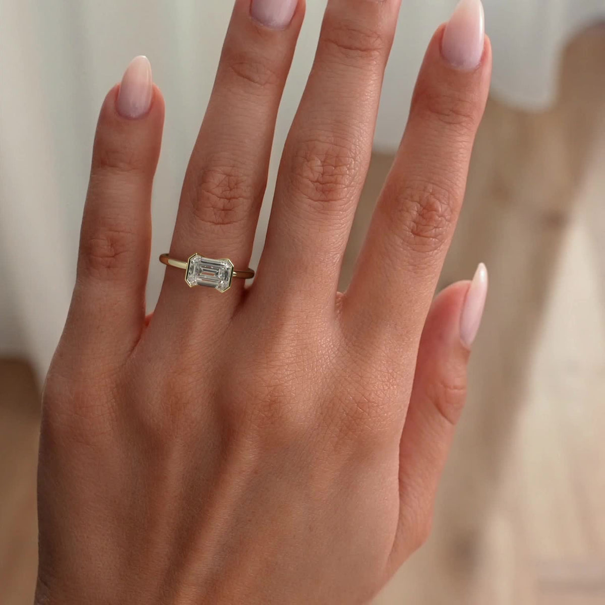 Emerald Solitaire Lab Grown Diamond Engagement Ring