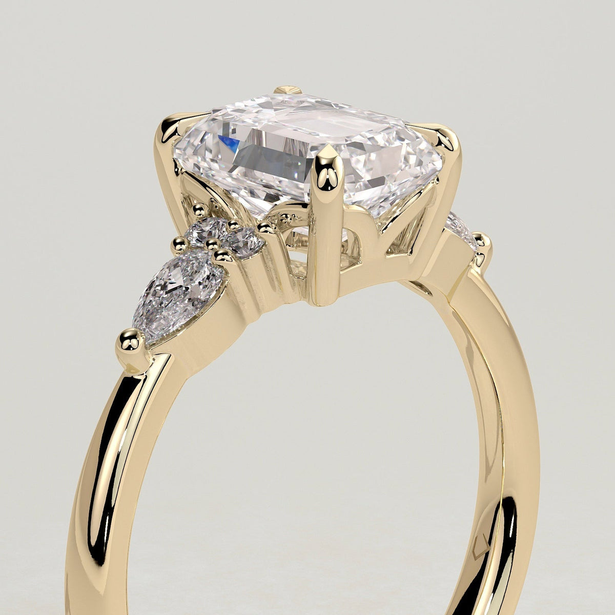 Emerald Cluster Lab Grown Diamond Engagement Ring