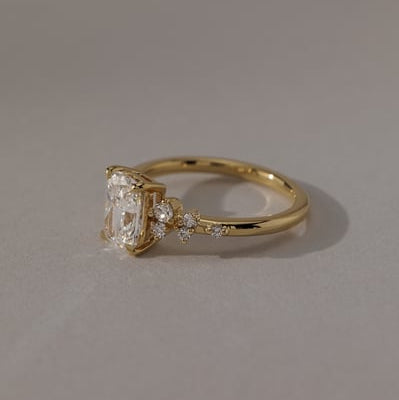 Elongated Cushion Cluster Lab Grown Diamond Engagement Ring