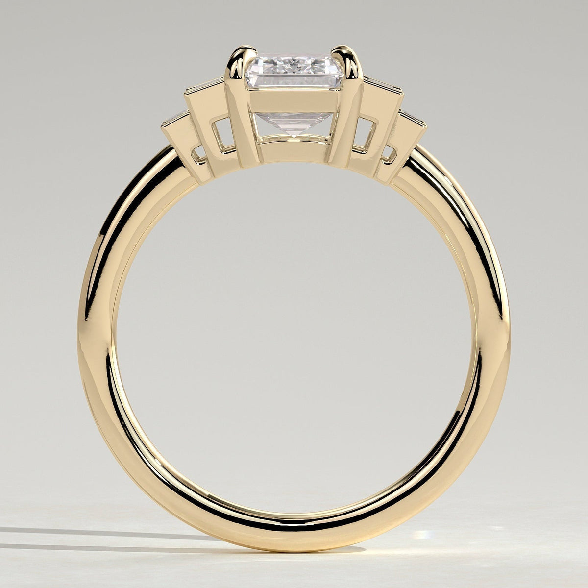 Emerald Three Stone Lab Grown Diamond Engagement Ring