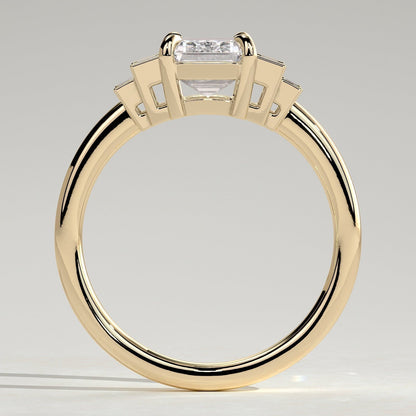 Emerald Three Stone Lab Grown Diamond Engagement Ring