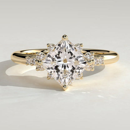 Princess Cluster Lab Grown Diamond Engagement Ring