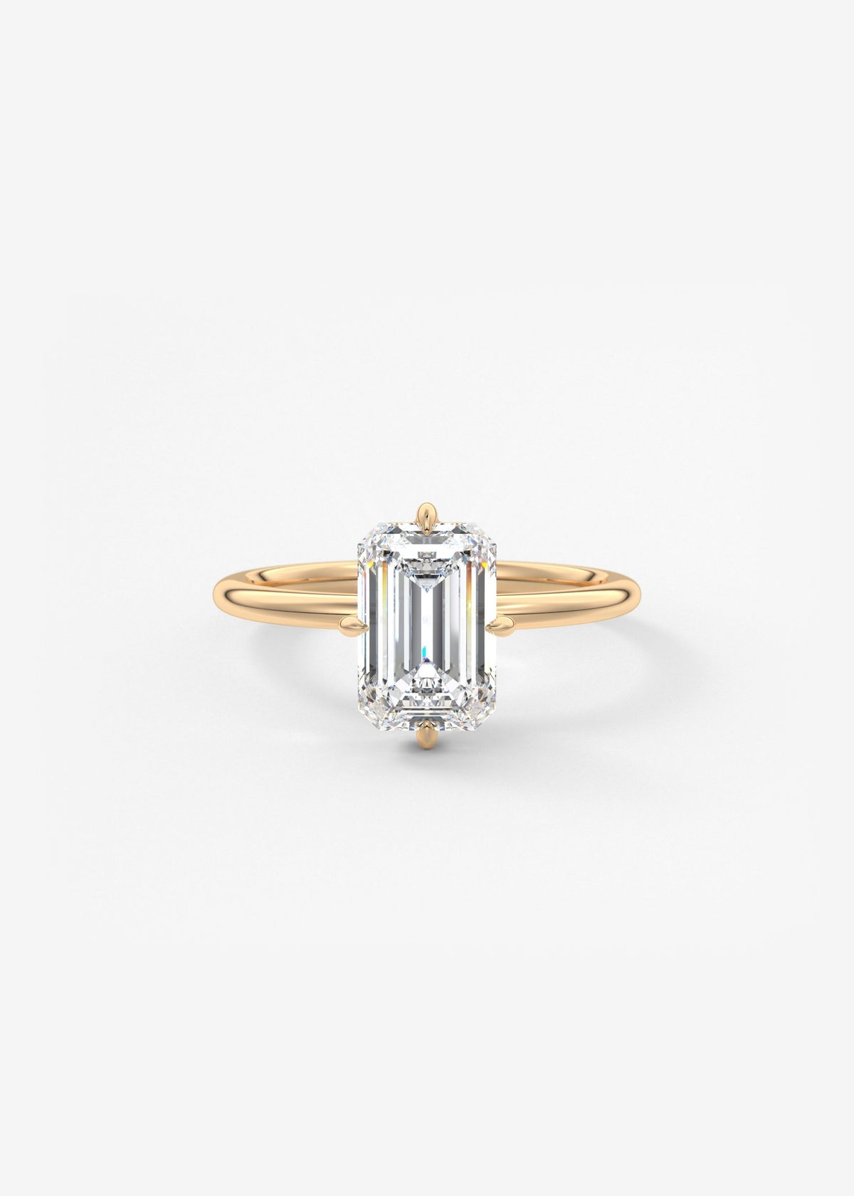 Emerald Solitaire Lab Grown Diamond Engagement Ring