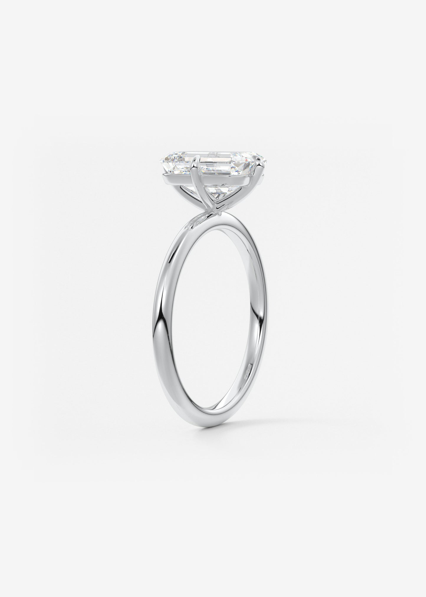 Emerald Solitaire Lab Grown Diamond Engagement Ring