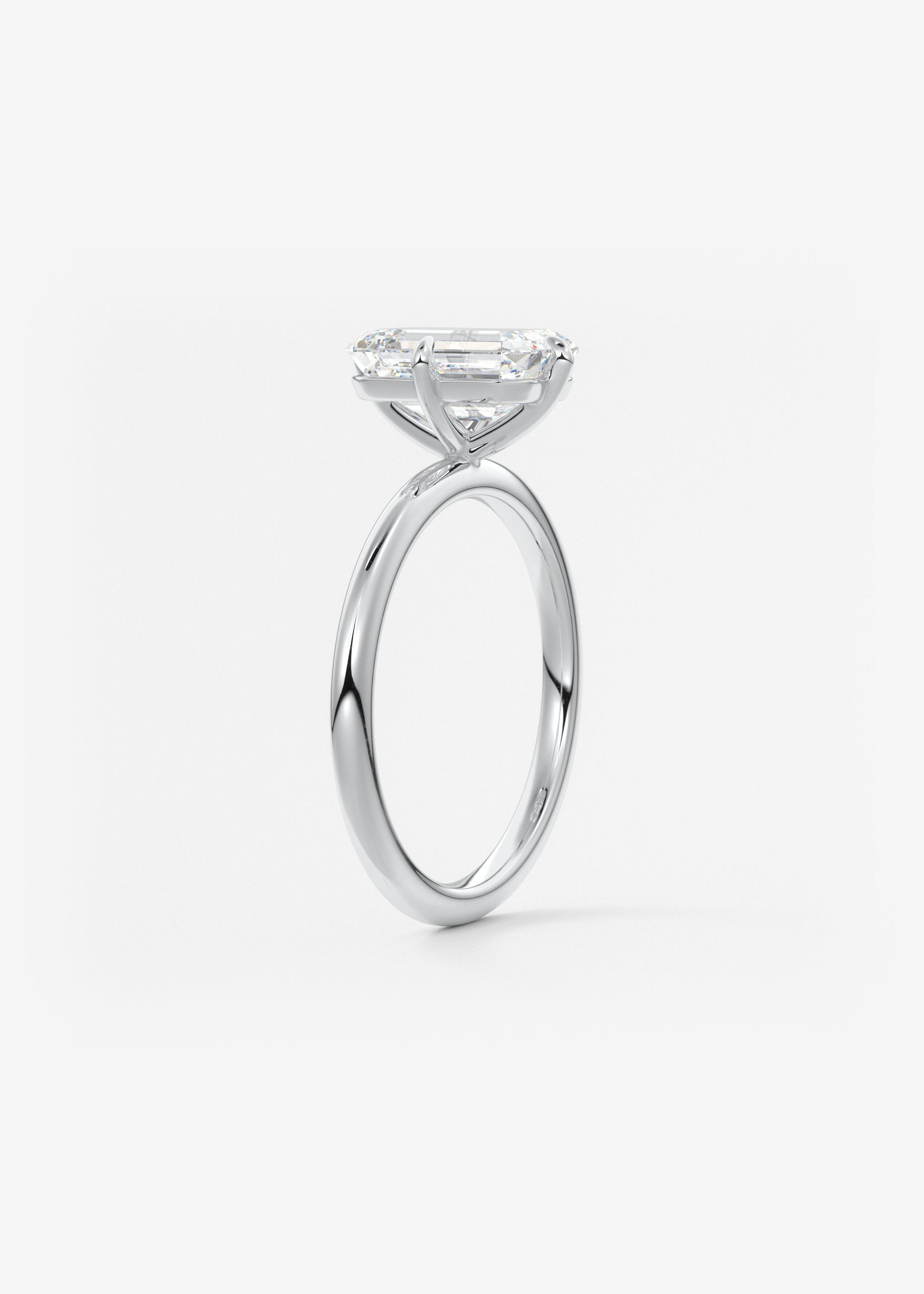 Emerald Solitaire Lab Grown Diamond Engagement Ring