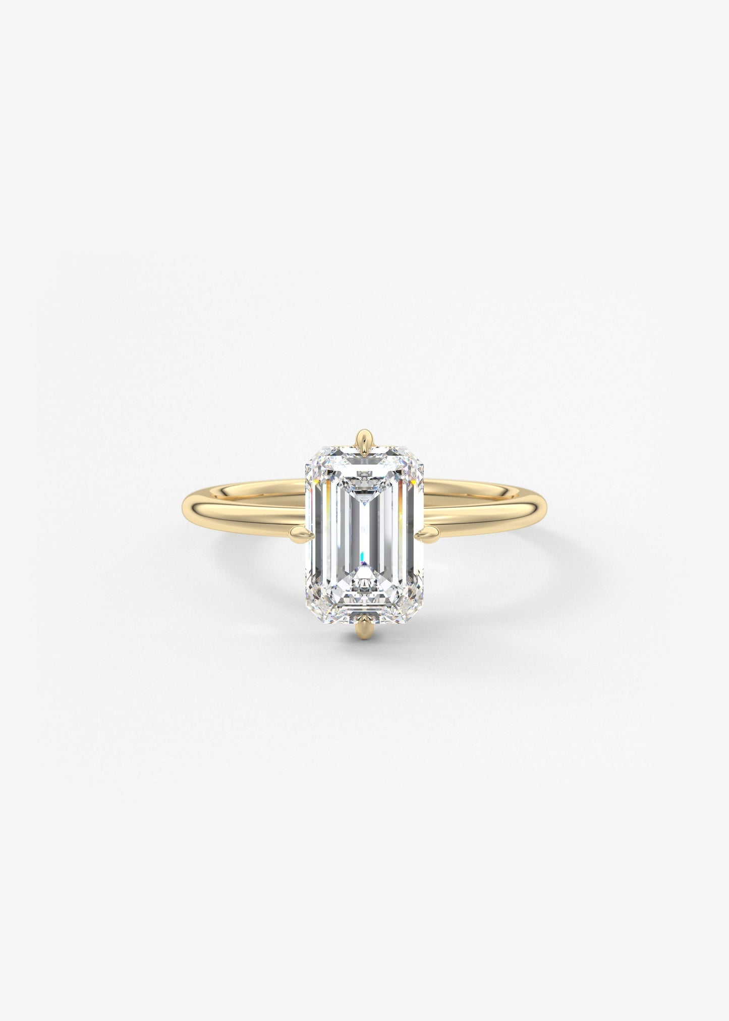 Emerald Solitaire Lab Grown Diamond Engagement Ring