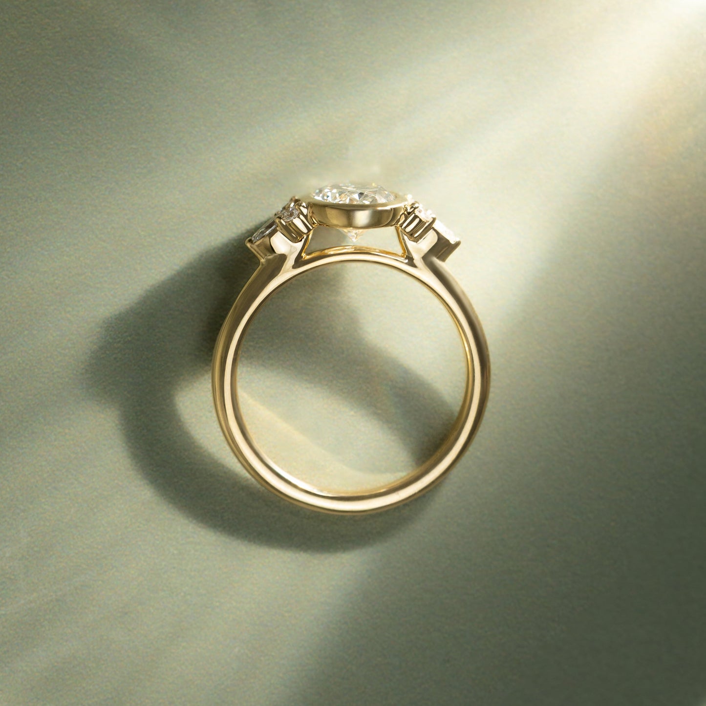 Oval Cluster Bezel Lab Grown Diamond Engagement Ring