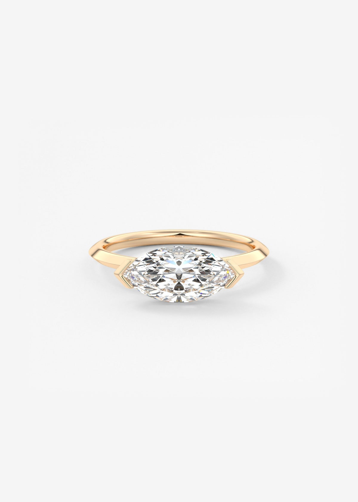 Marquise East West Half Bezel Lab Grown Diamond Engagement Ring