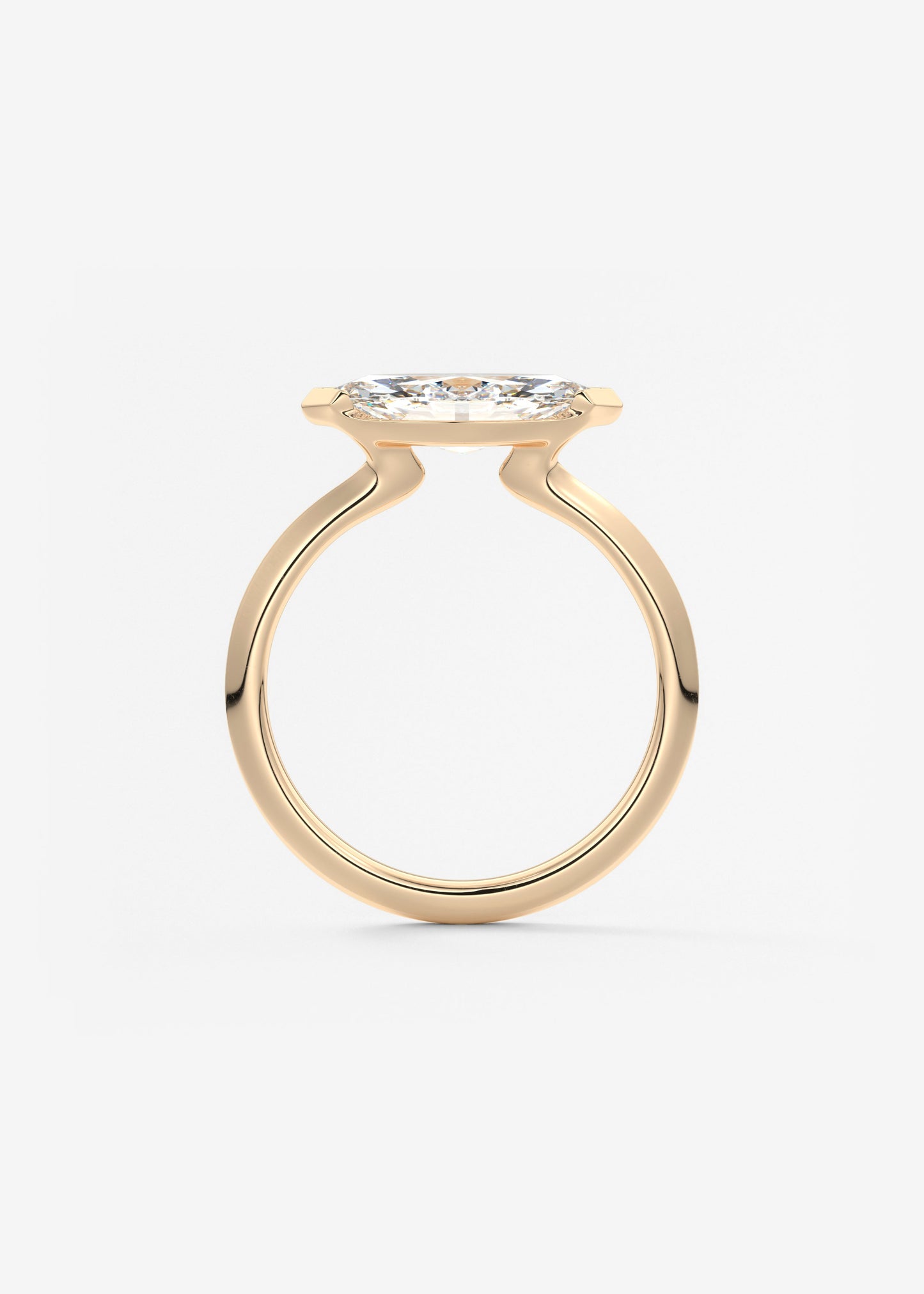 Marquise East West Half Bezel Lab Grown Diamond Engagement Ring