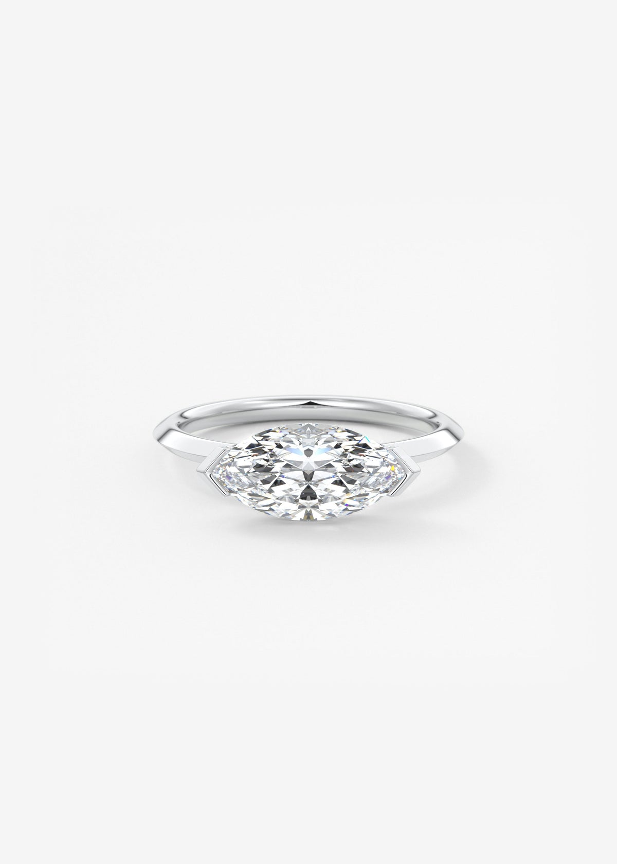 Marquise East West Half Bezel Lab Grown Diamond Engagement Ring