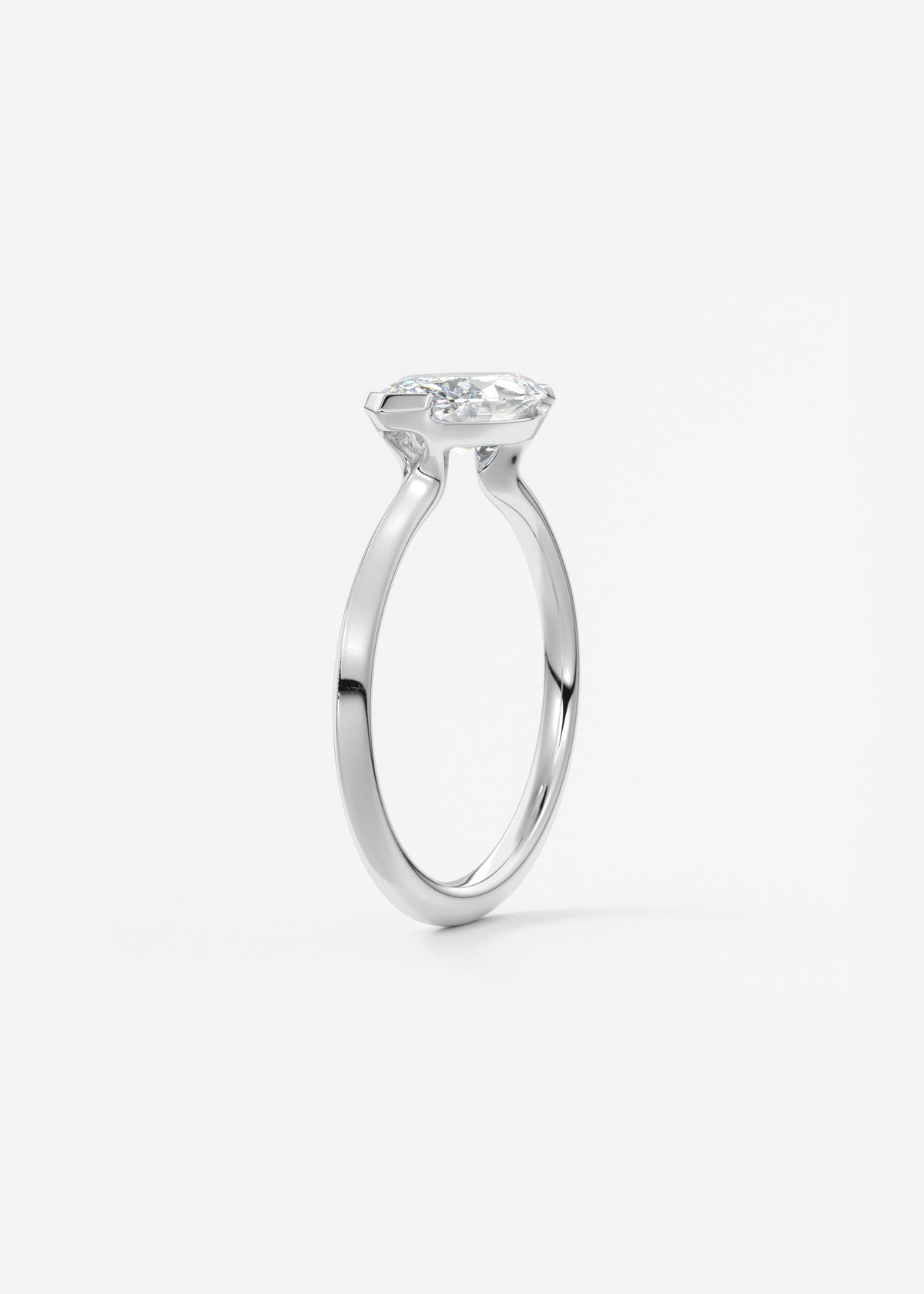 Marquise East West Half Bezel Lab Grown Diamond Engagement Ring