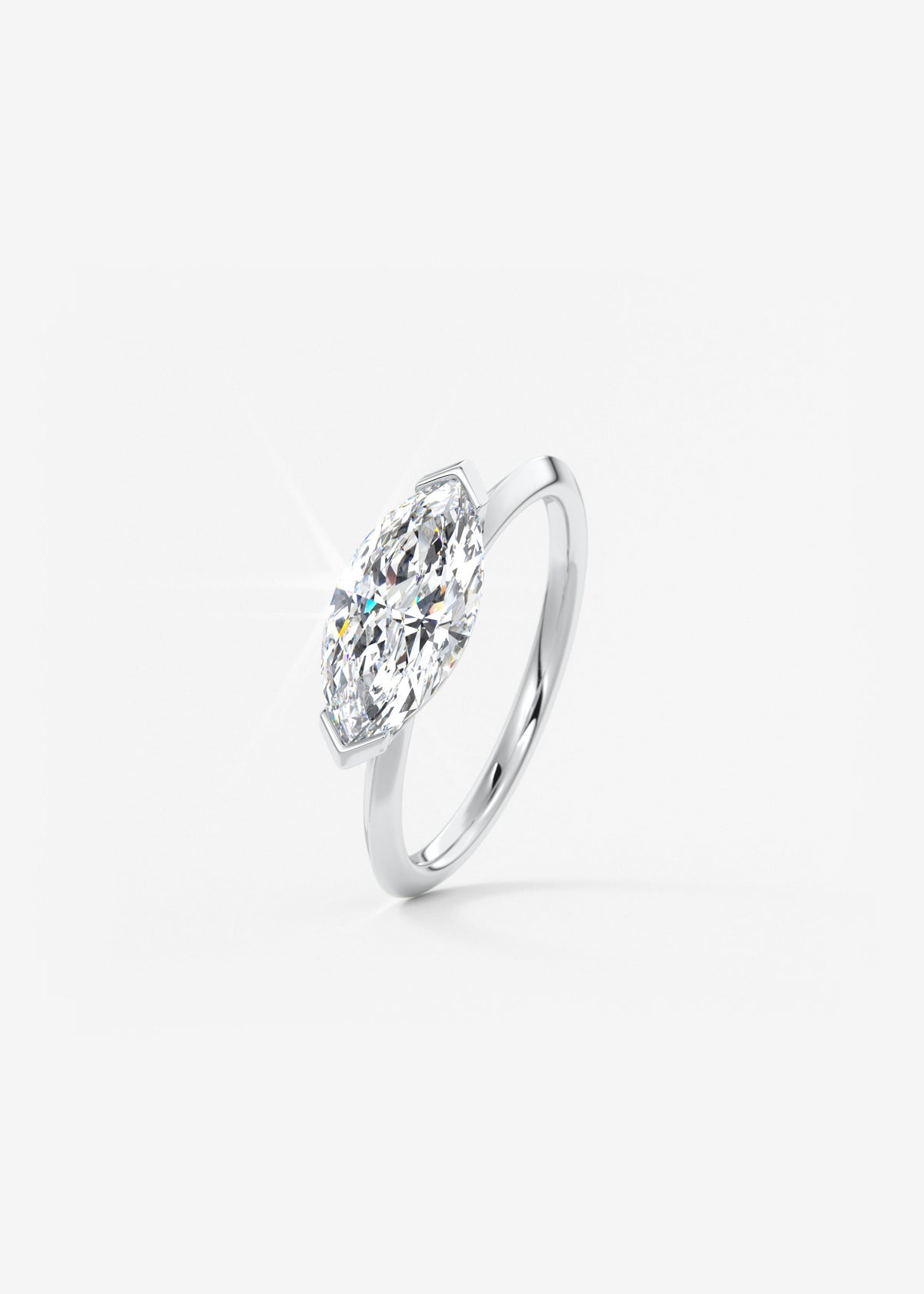Marquise East West Half Bezel Lab Grown Diamond Engagement Ring