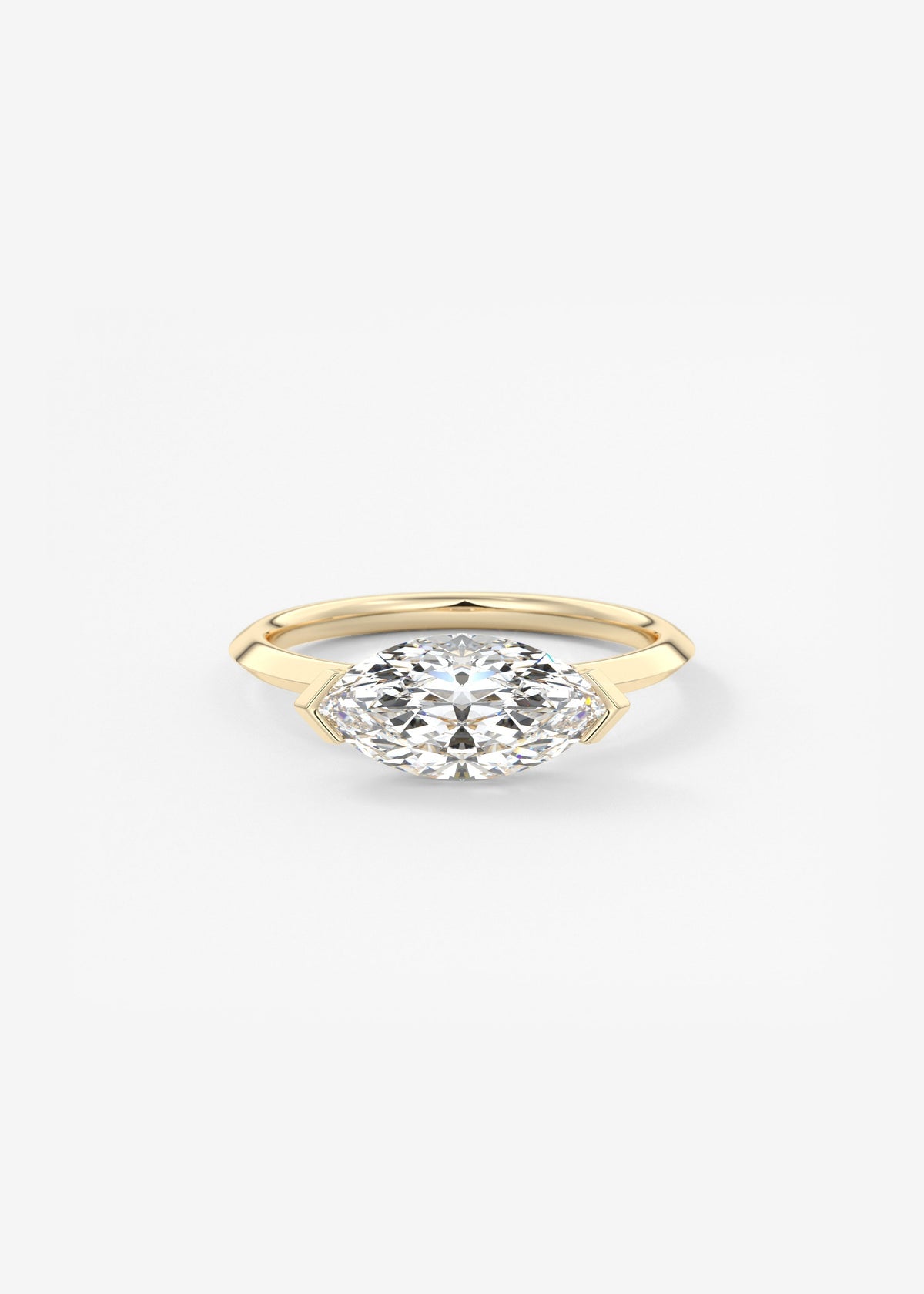 Marquise East West Half Bezel Lab Grown Diamond Engagement Ring