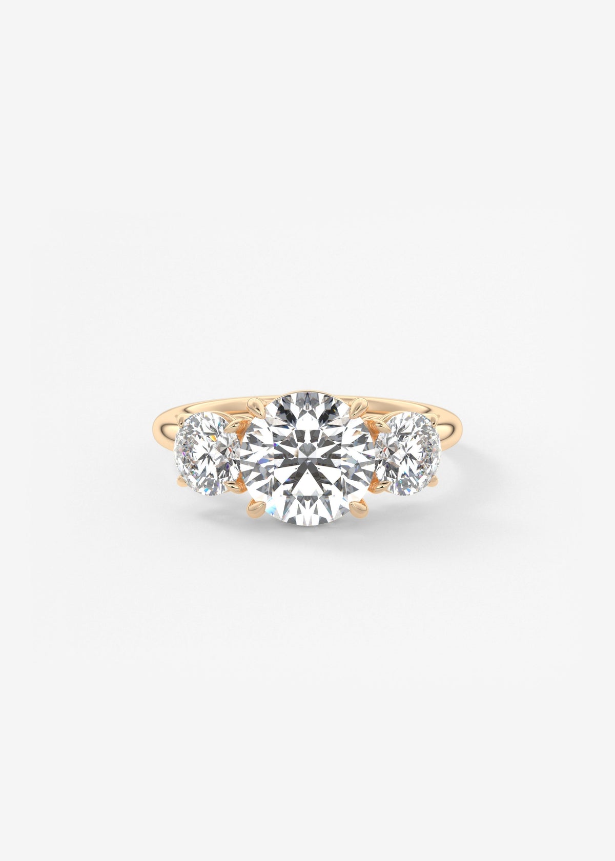 Round Three Stone Lab Grown Diamond Engagement Ring