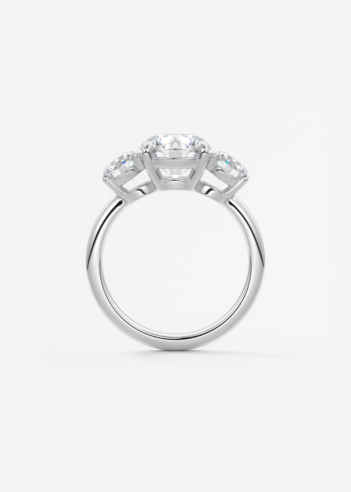 Round Three Stone Lab Grown Diamond Engagement Ring