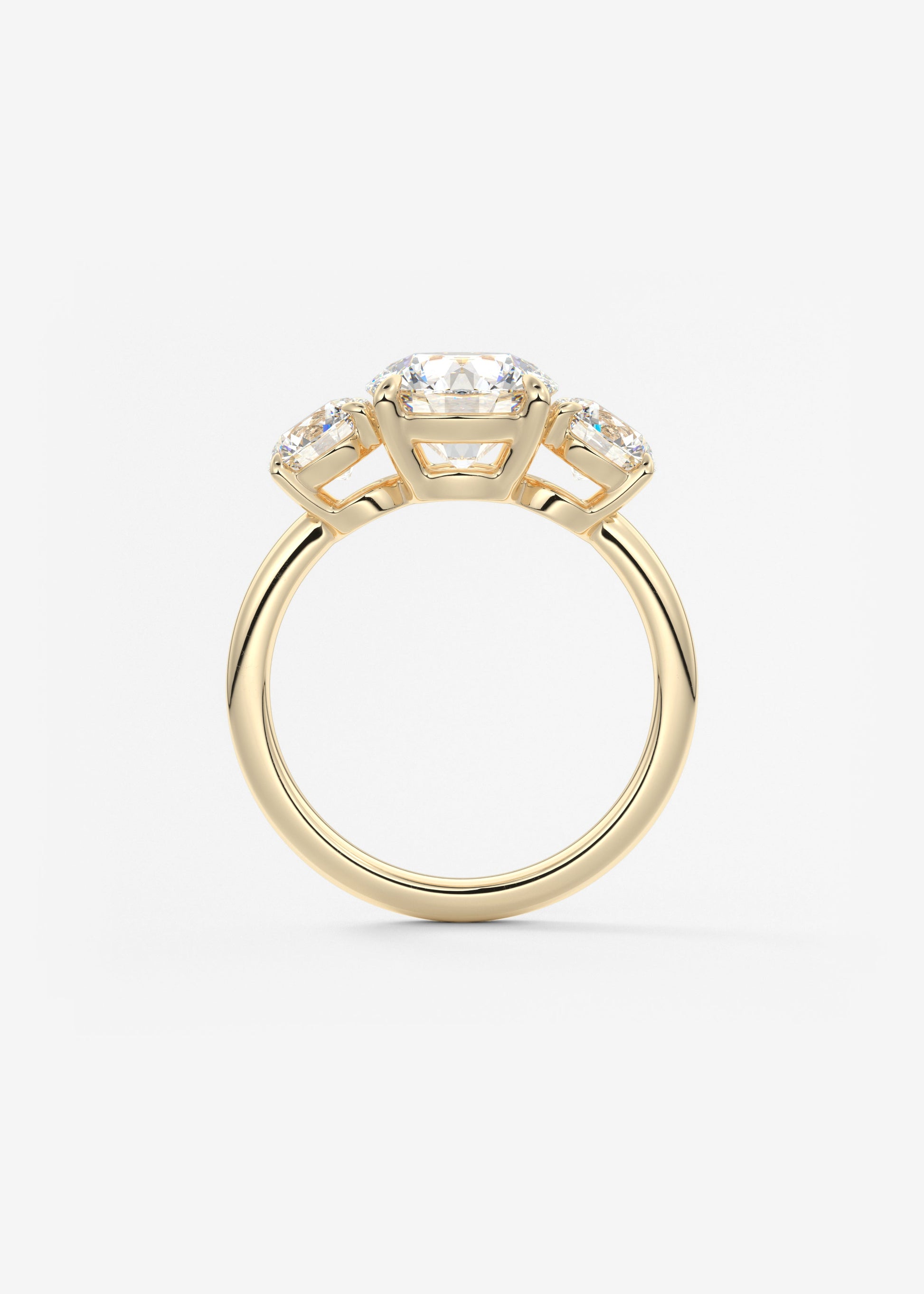 Round Three Stone Lab Grown Diamond Engagement Ring