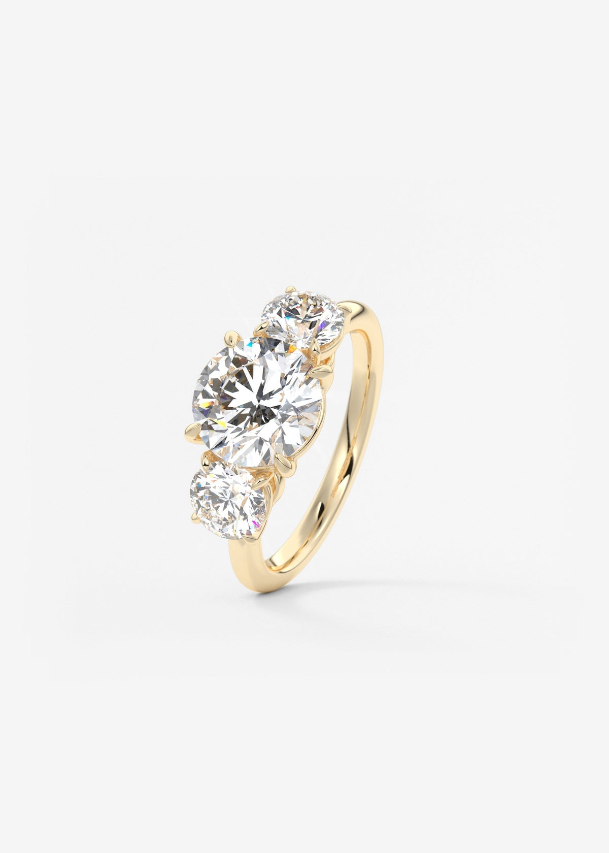 Round Three Stone Lab Grown Diamond Engagement Ring