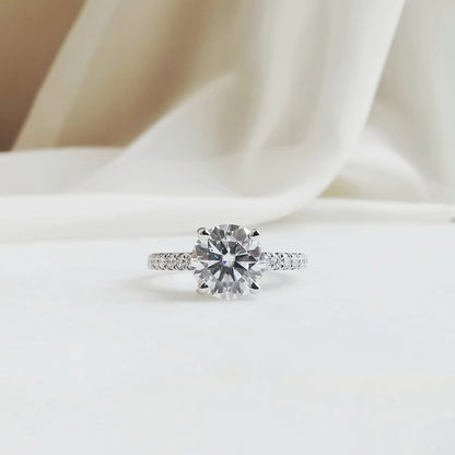 1.5 CT Round Pave Lab Grown Diamond Engagement Ring