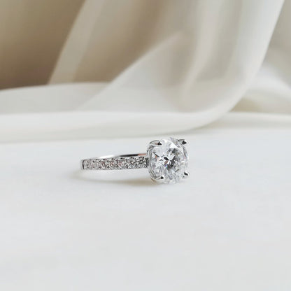 1.5 CT Round Pave Lab Grown Diamond Engagement Ring