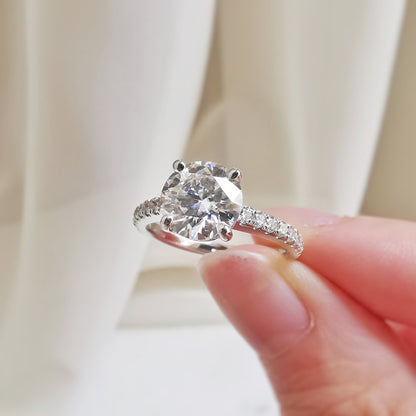 1.5 CT Round Pave Lab Grown Diamond Engagement Ring