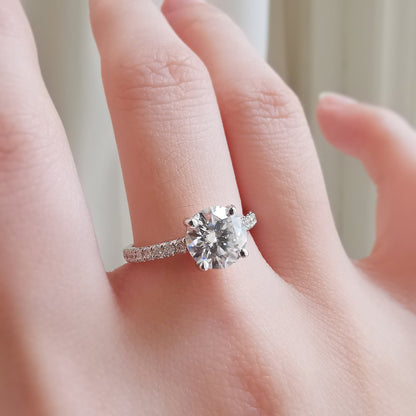 1.5 CT Round Pave Lab Grown Diamond Engagement Ring