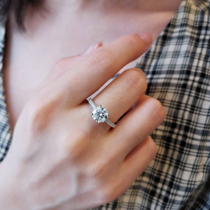 1.5 CT Round Pave Lab Grown Diamond Engagement Ring