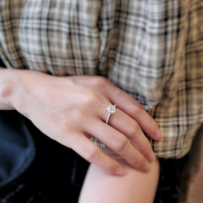 1.5 CT Round Pave Lab Grown Diamond Engagement Ring