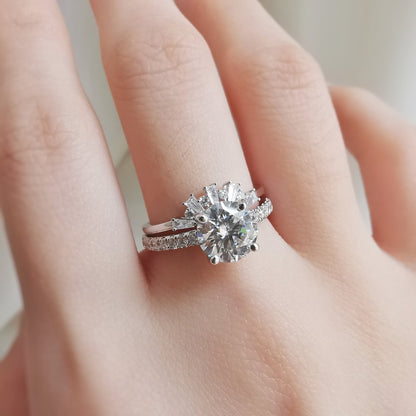 1.5 CT Round Pave Lab Grown Diamond Engagement Ring