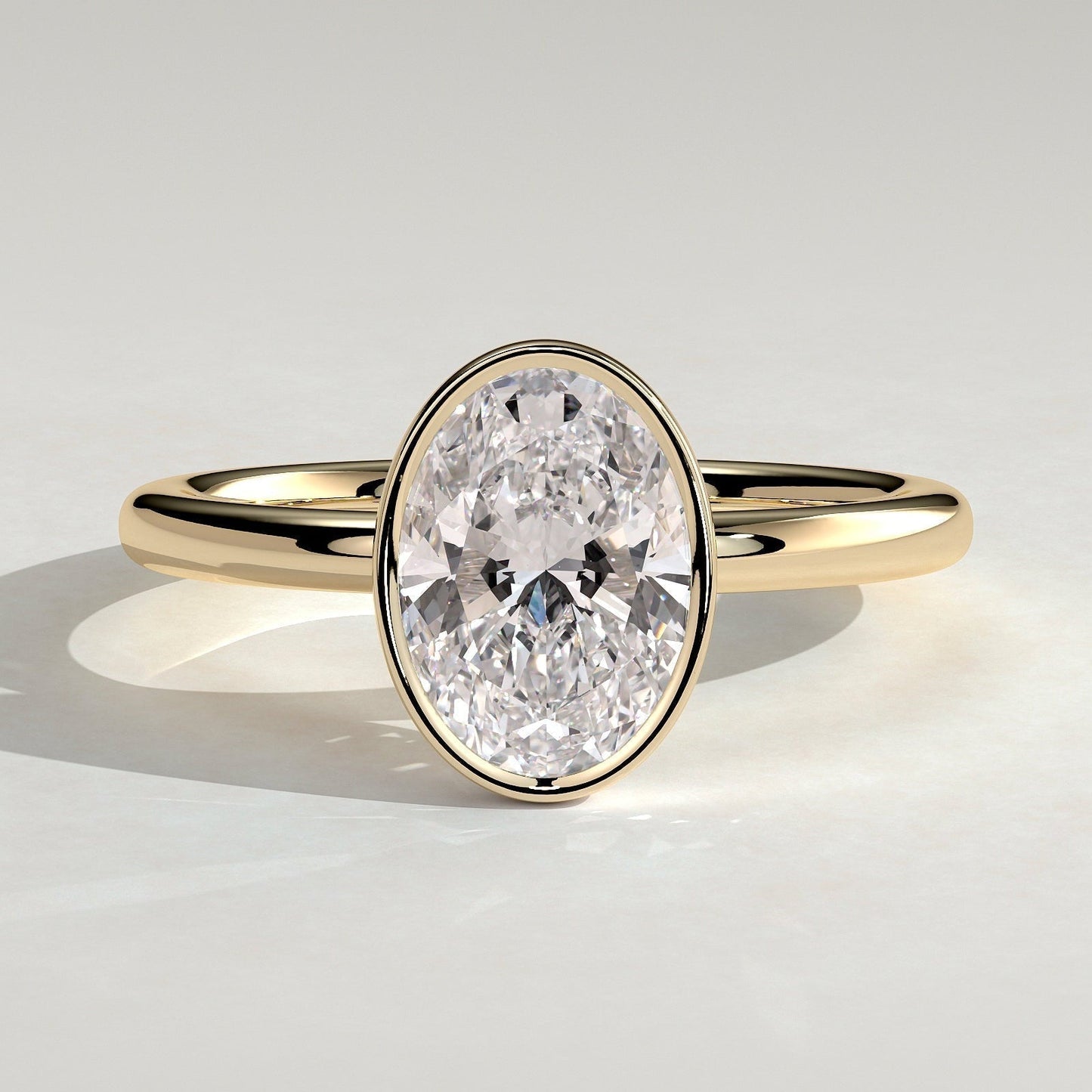 Oval Bezel Solitaire Lab Grown Diamond Engagement Ring