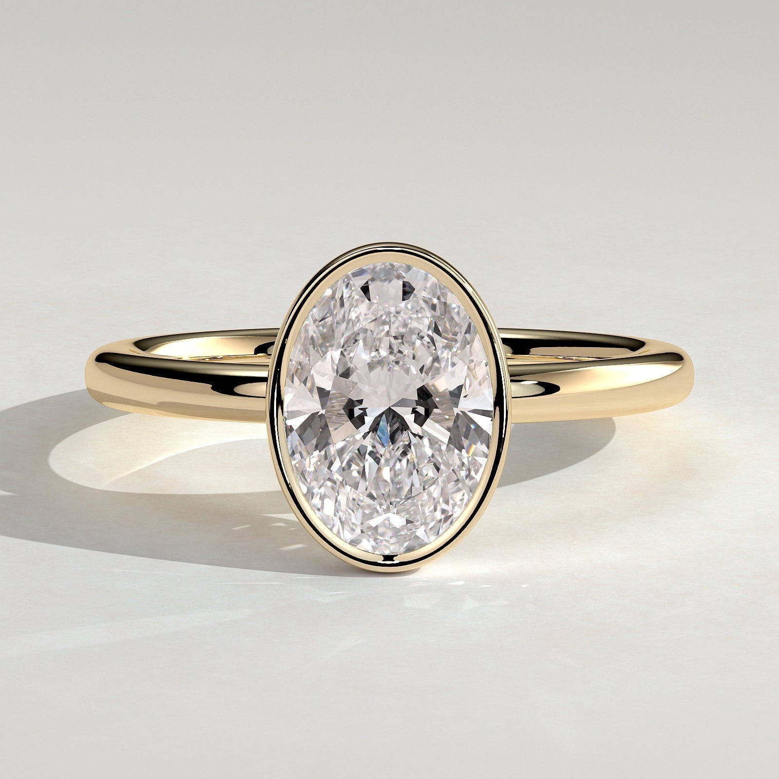 Oval Bezel Solitaire Lab Grown Diamond Engagement Ring