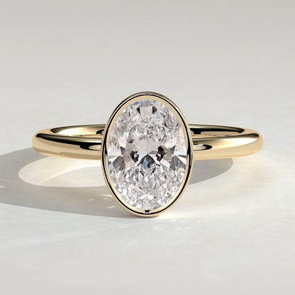 Oval Bezel Solitaire Lab Grown Diamond Engagement Ring