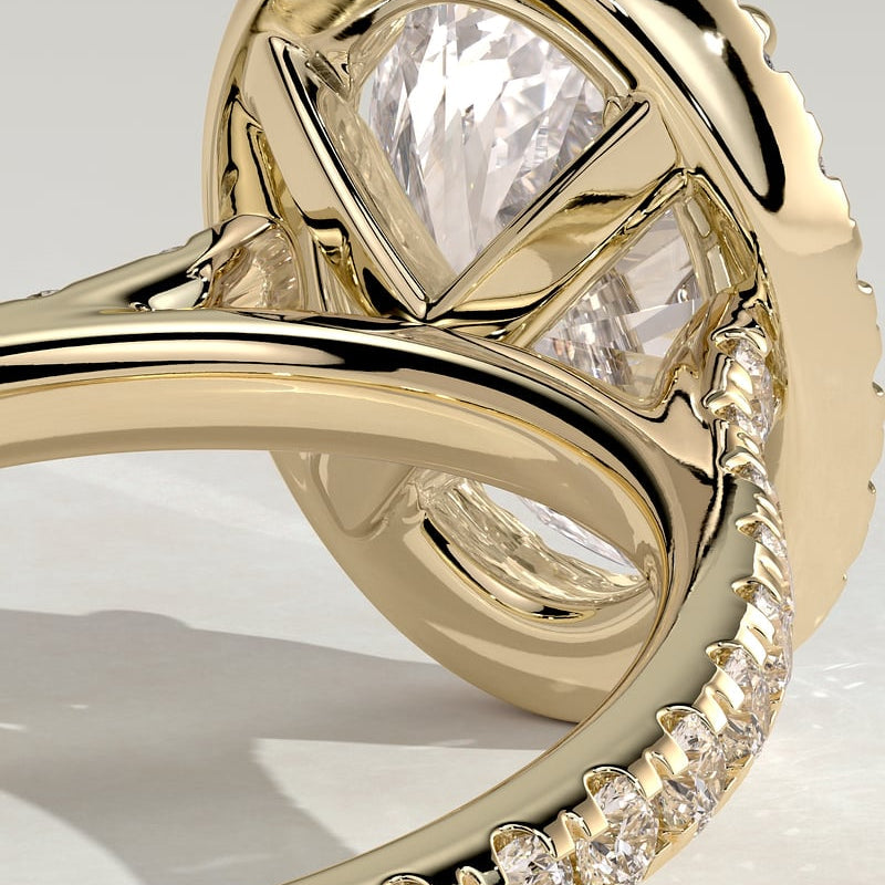 Oval Halo & Pave Lab Grown Diamond Engagement Ring