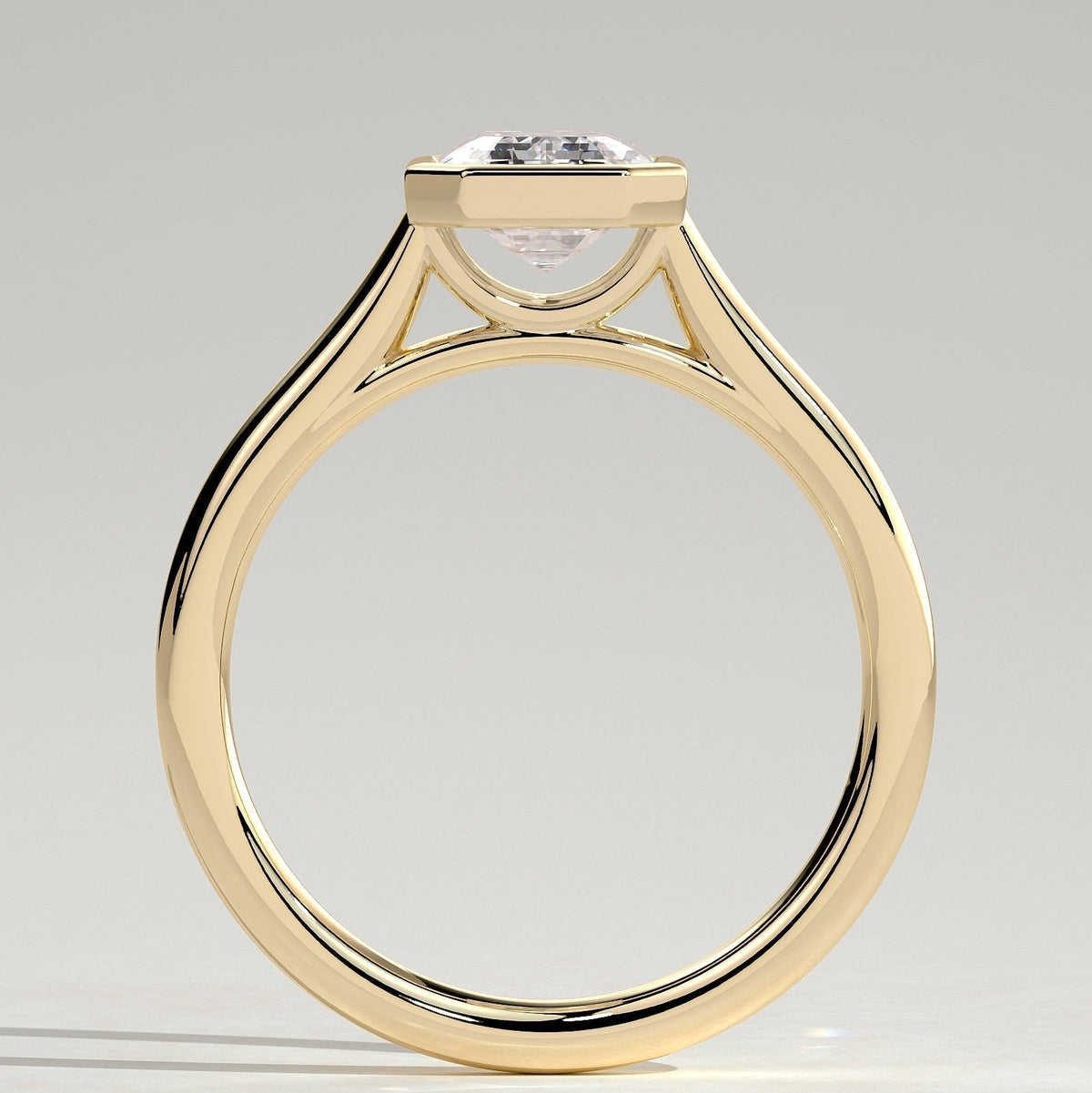 Emerald Bezel Solitaire Lab Grown Diamond Engagement Ring