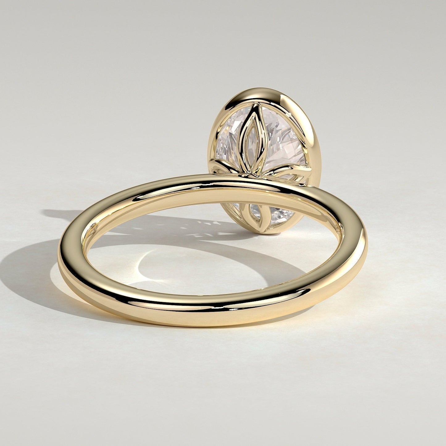 Oval Bezel Solitaire Lab Grown Diamond Engagement Ring
