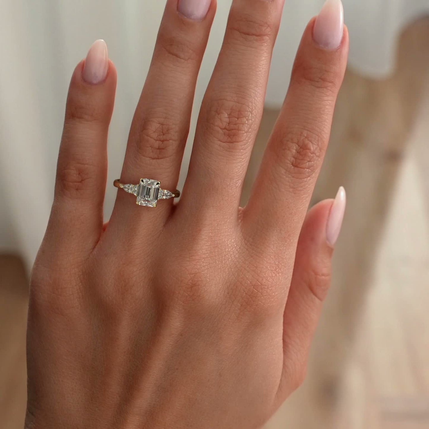 Emerald Cluster Lab Grown Diamond Engagement Ring