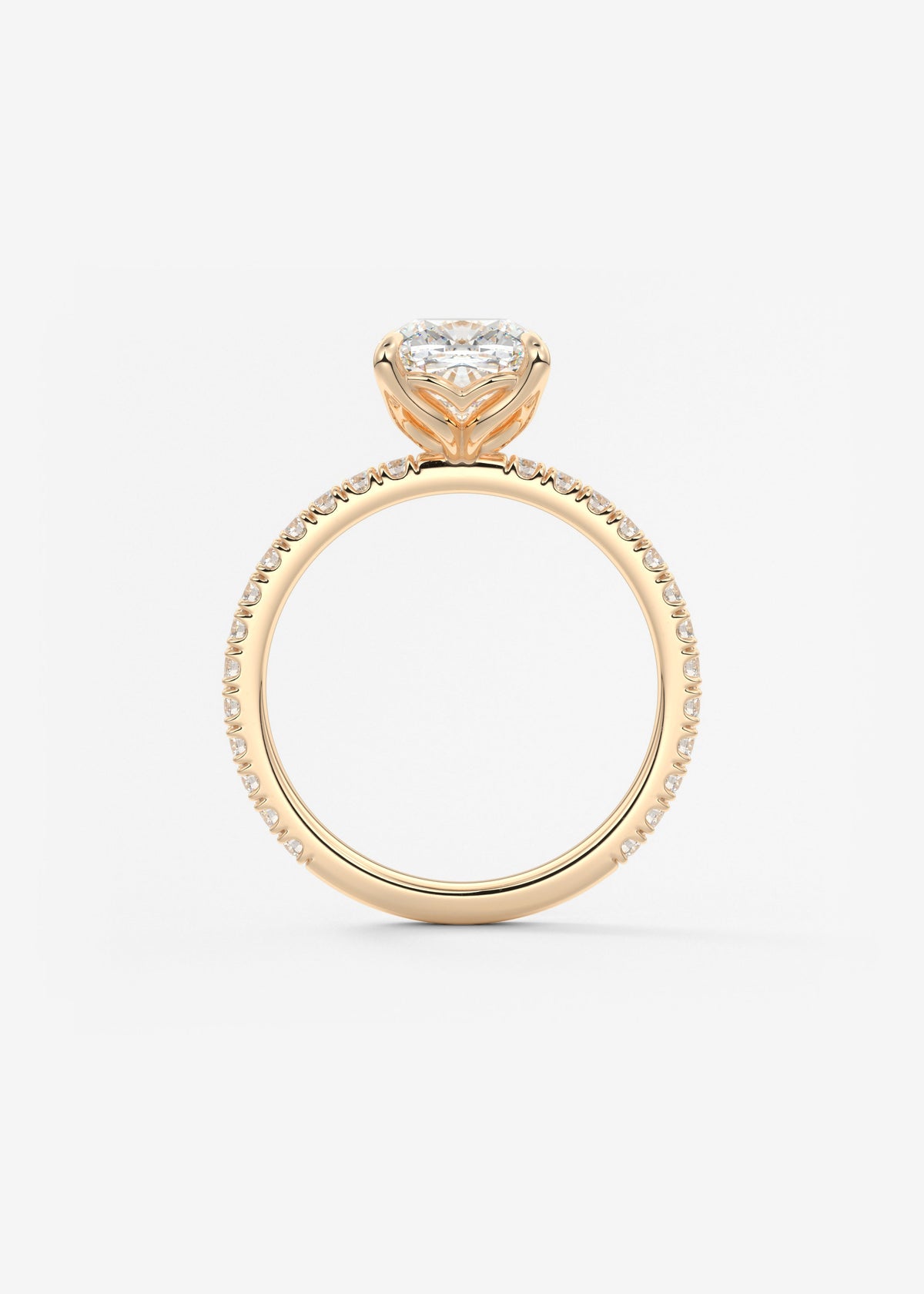 Cushion Pave Lab Grown Diamond Engagement Ring
