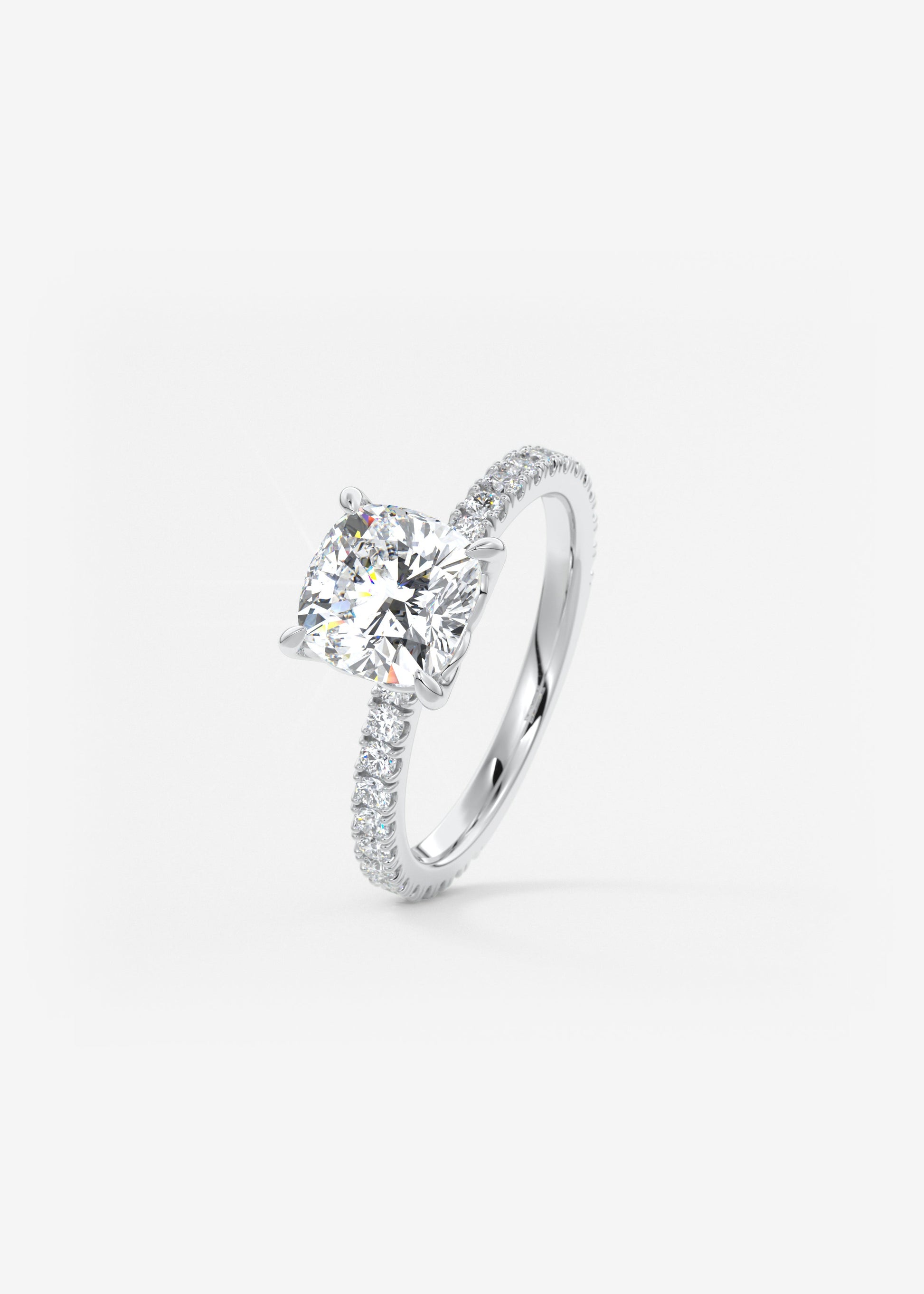 Cushion Pave Lab Grown Diamond Engagement Ring
