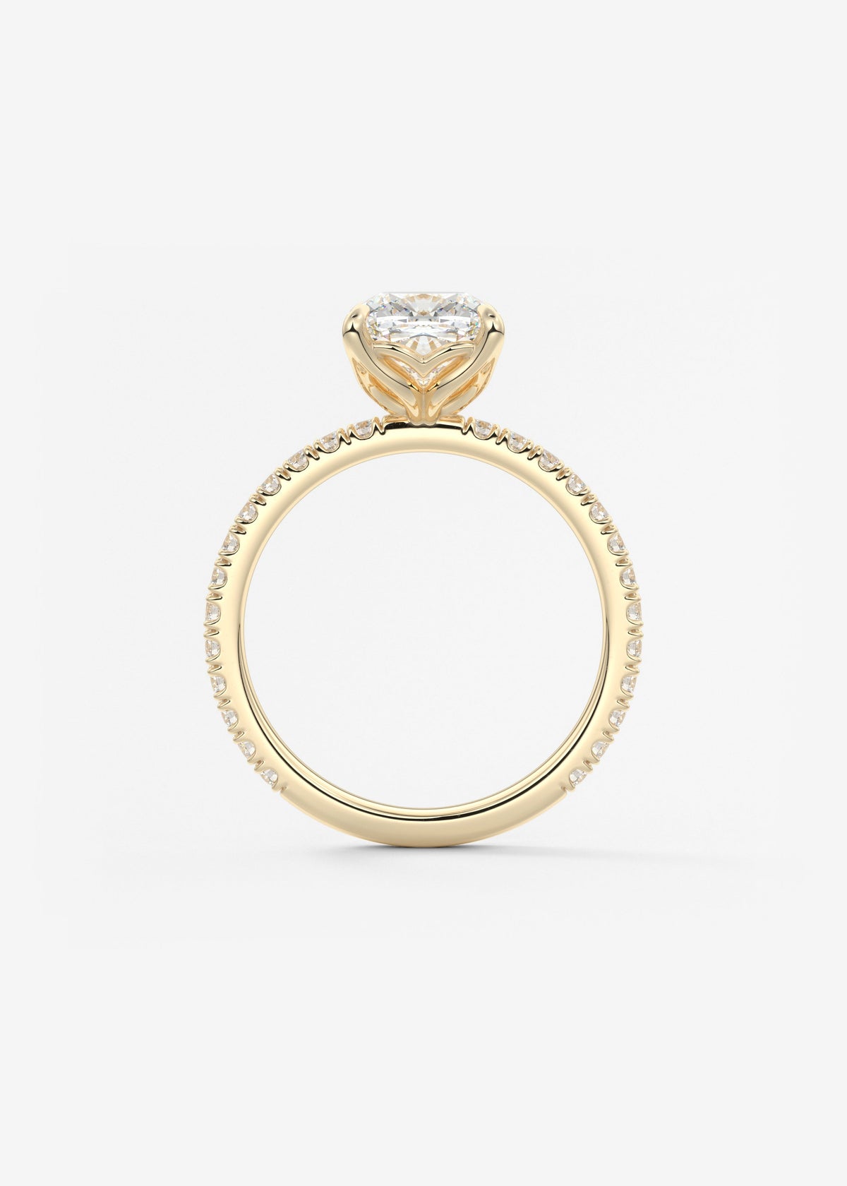 Cushion Pave Lab Grown Diamond Engagement Ring