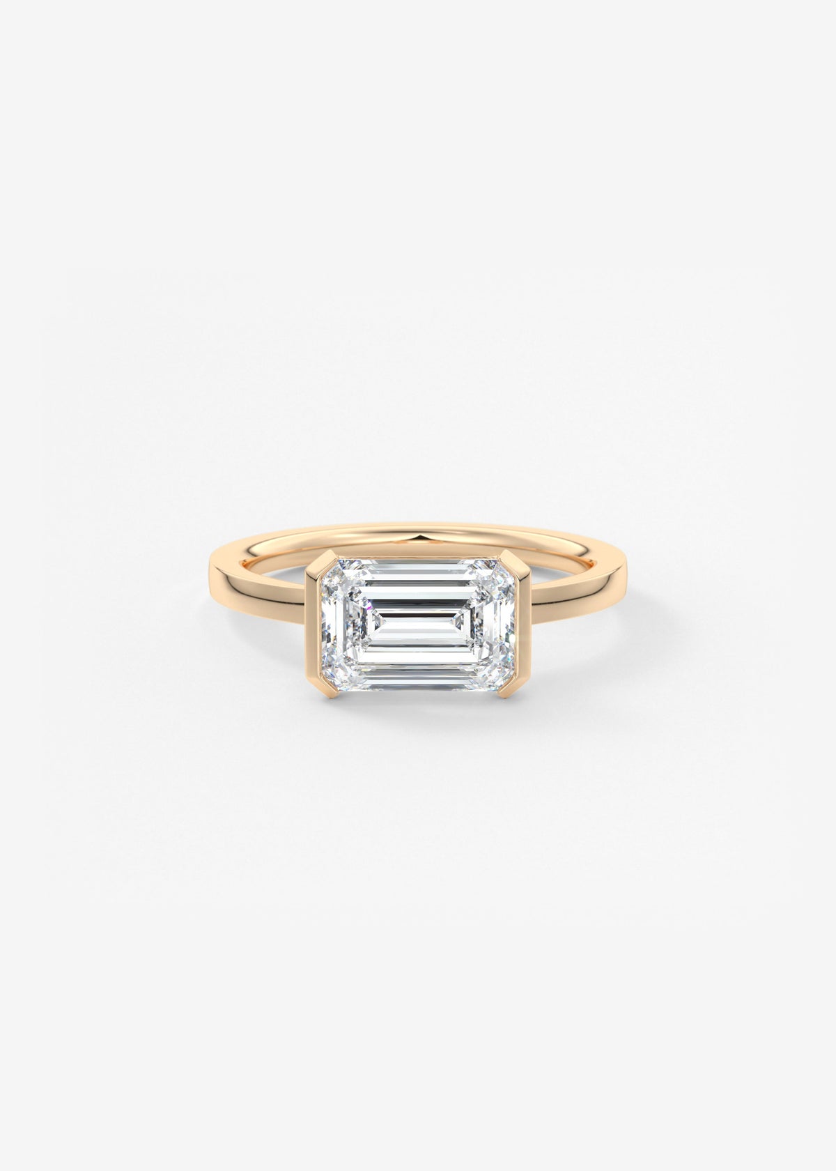 Emerald East West Half Bezel Lab Grown Diamond Engagement Ring