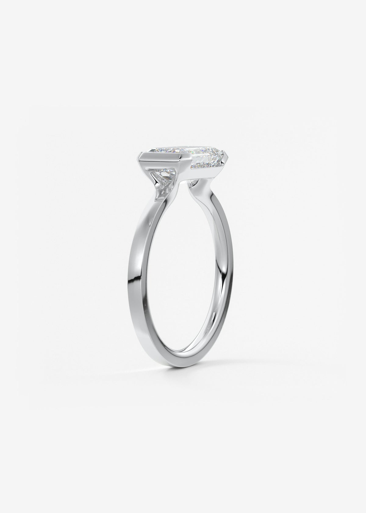 Emerald East West Half Bezel Lab Grown Diamond Engagement Ring