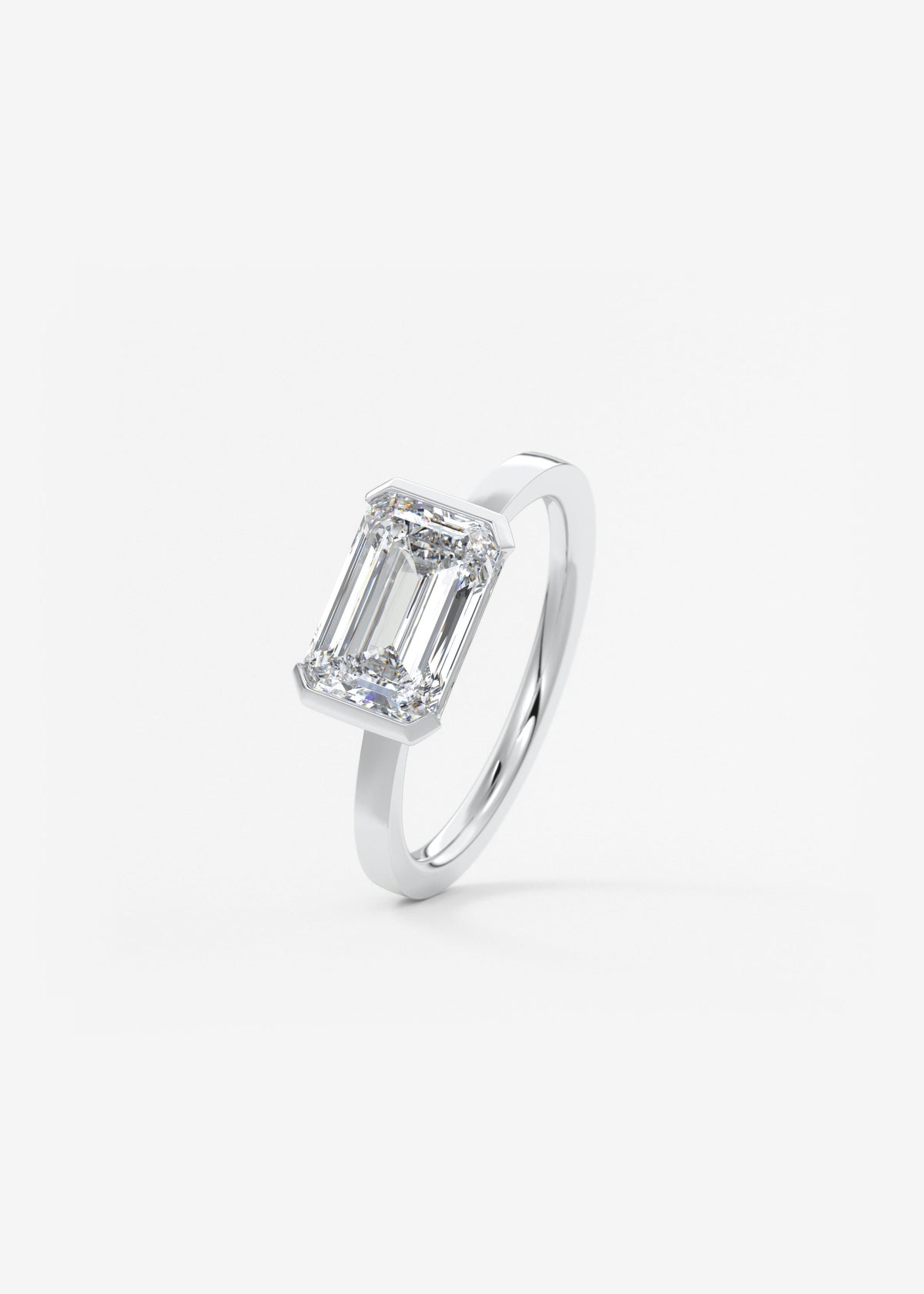 Emerald East West Half Bezel Lab Grown Diamond Engagement Ring