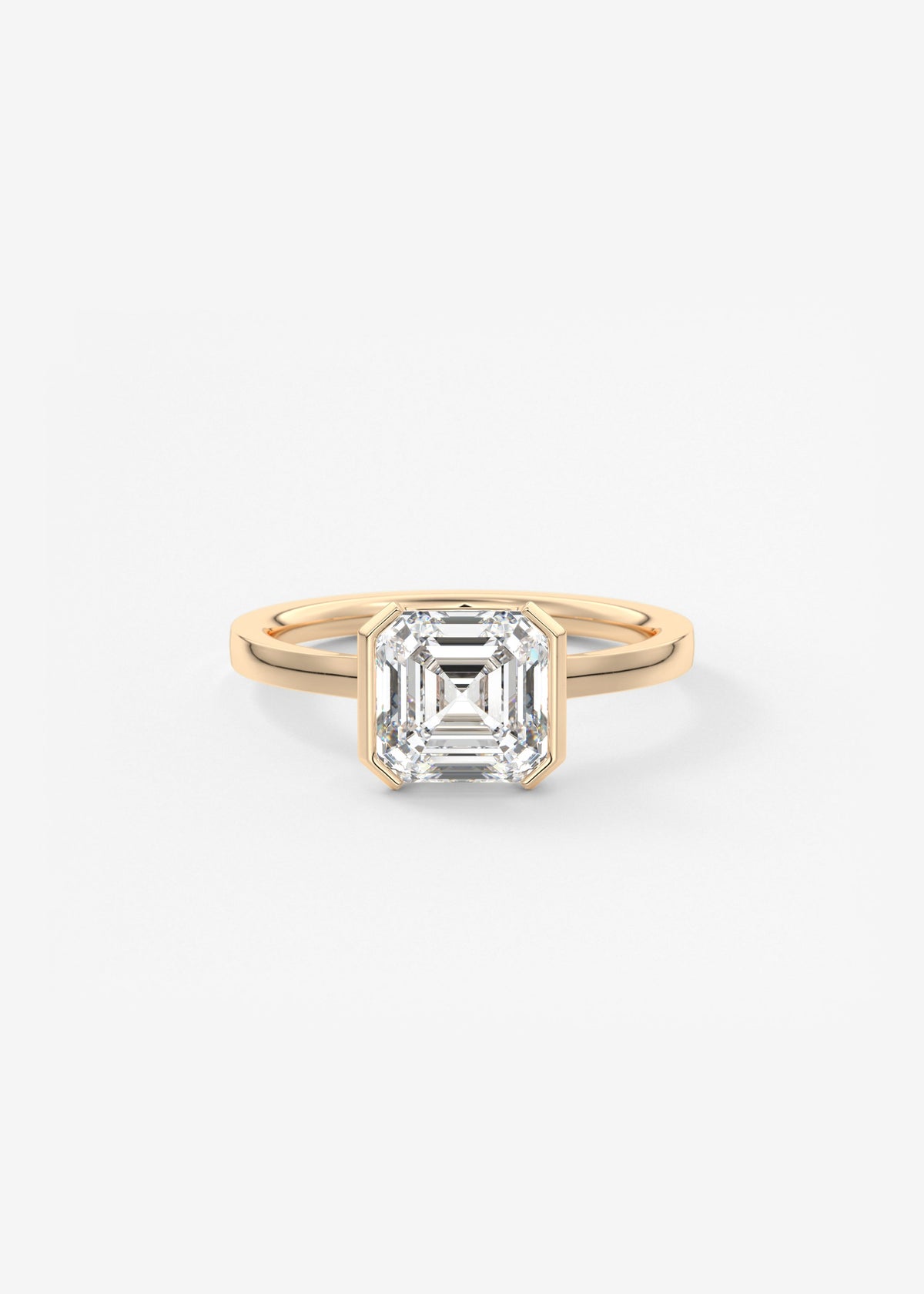 Asscher East West Half Bezel Lab Grown Diamond Engagement Ring