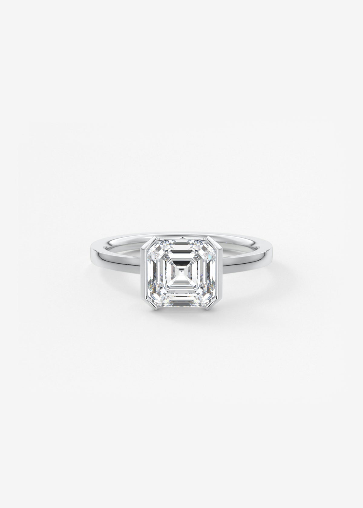 Asscher East West Half Bezel Lab Grown Diamond Engagement Ring