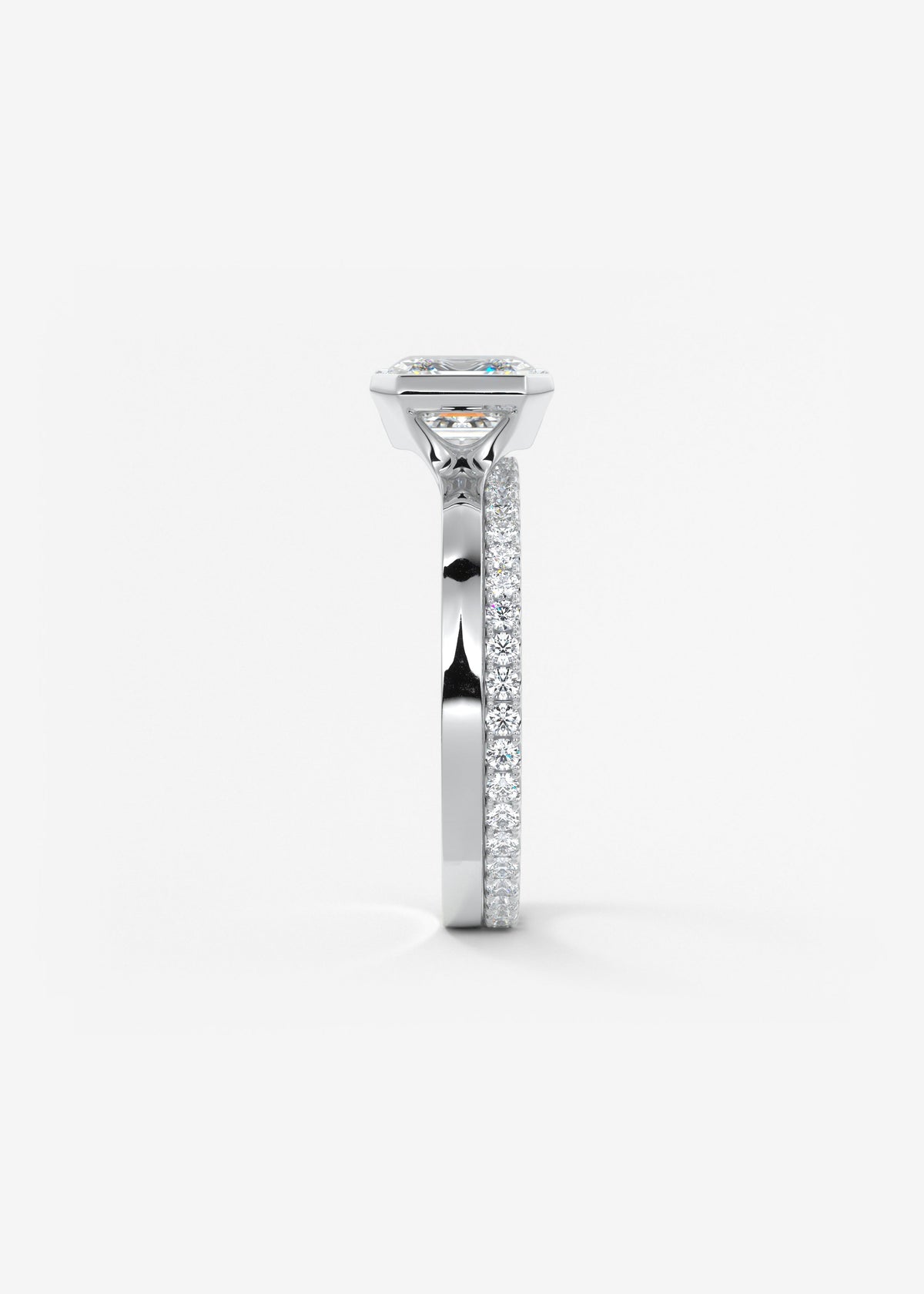 Asscher East West Half Bezel Lab Grown Diamond Engagement Ring