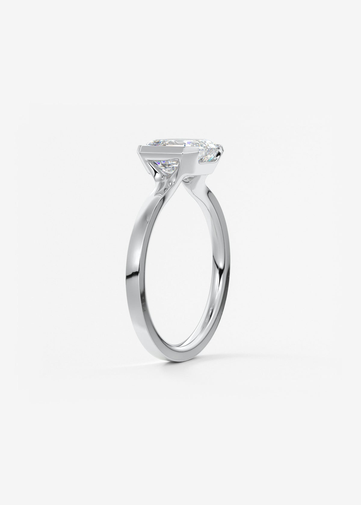 Asscher East West Half Bezel Lab Grown Diamond Engagement Ring